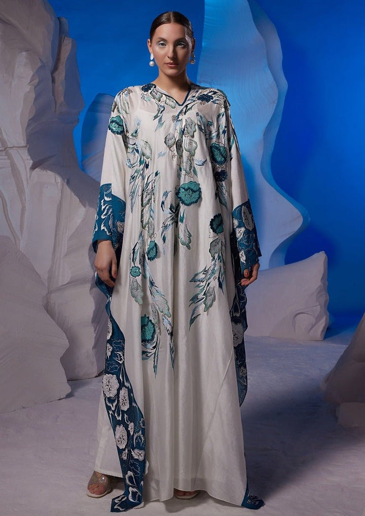 Ivory kaftan featuring 3D applique and cutdana work - samantchauhan Apparel &amp; Accessories