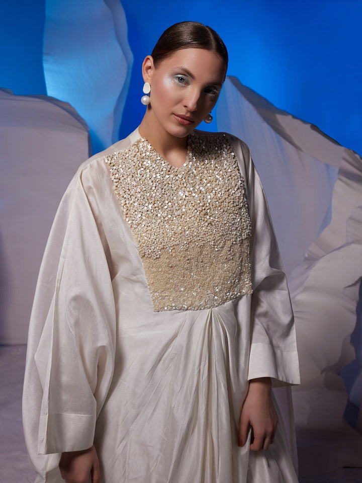Ivory kaftan featuring loaded sequence work at front - samantchauhan Apparel &amp; Accessories