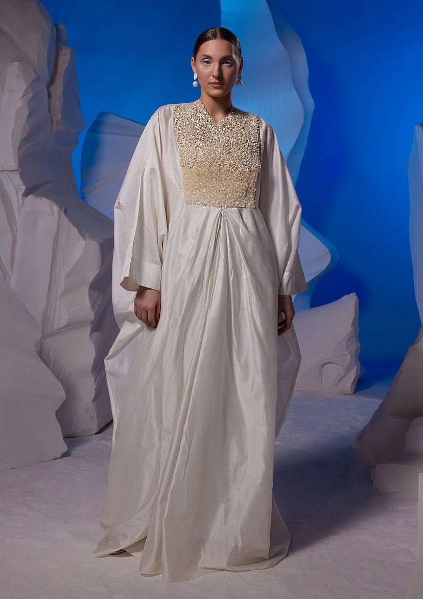 Ivory kaftan featuring loaded sequence work at front - samantchauhan Apparel & Accessories