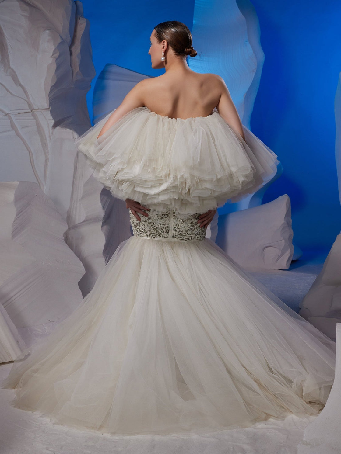 Ivory net & cotton silk thread zardoji embroidered gown. - samantchauhan Apparel & Accessories