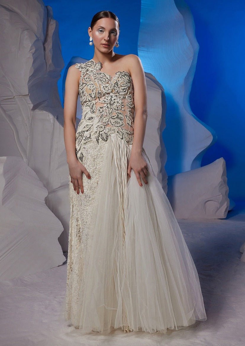 Ivory one - shoulder gown - samantchauhan Apparel & Accessories