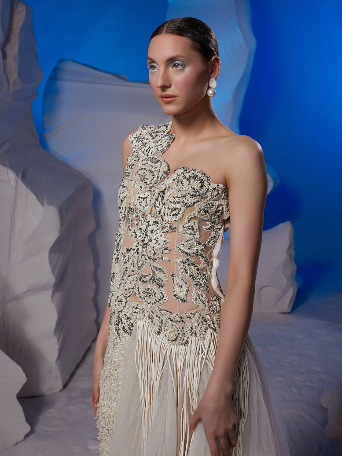 Ivory one - shoulder gown - samantchauhan Apparel & Accessories