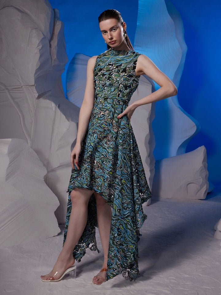 Ivory organza silk high - low hem dress - samantchauhan Apparel &amp; Accessories