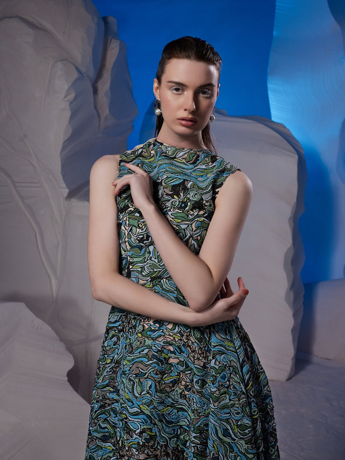 Ivory organza silk high - low hem dress - samantchauhan Apparel & Accessories