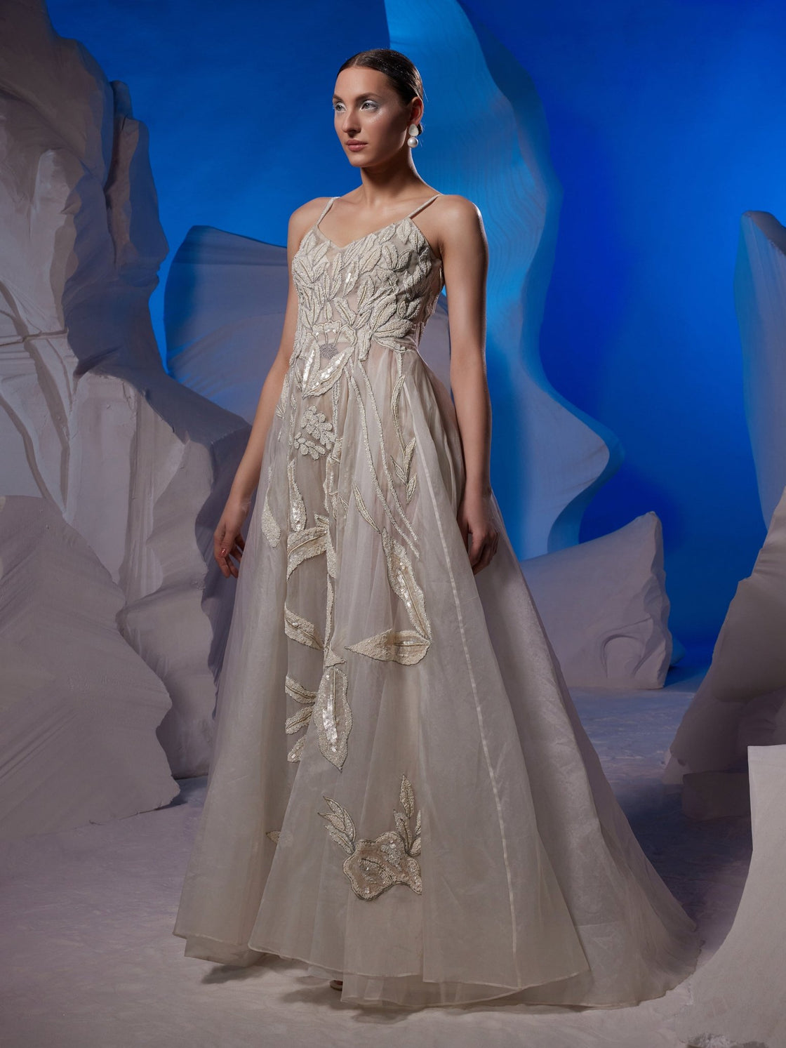 Ivory strap dress with zardozi embroidery - samantchauhan Apparel & Accessories
