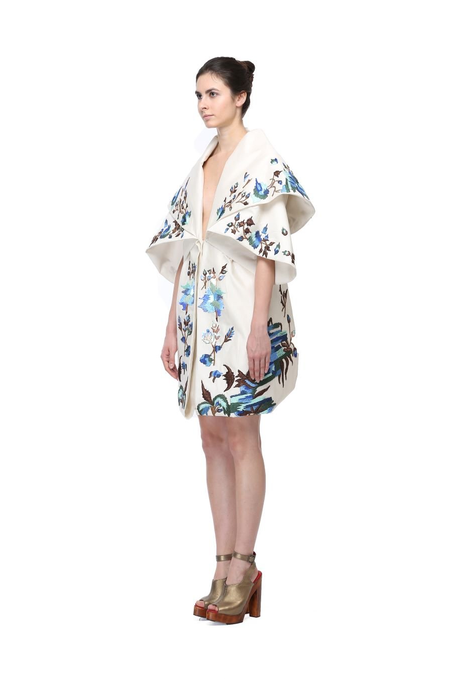 Layered Sleeves Embroidered Dress - samantchauhan