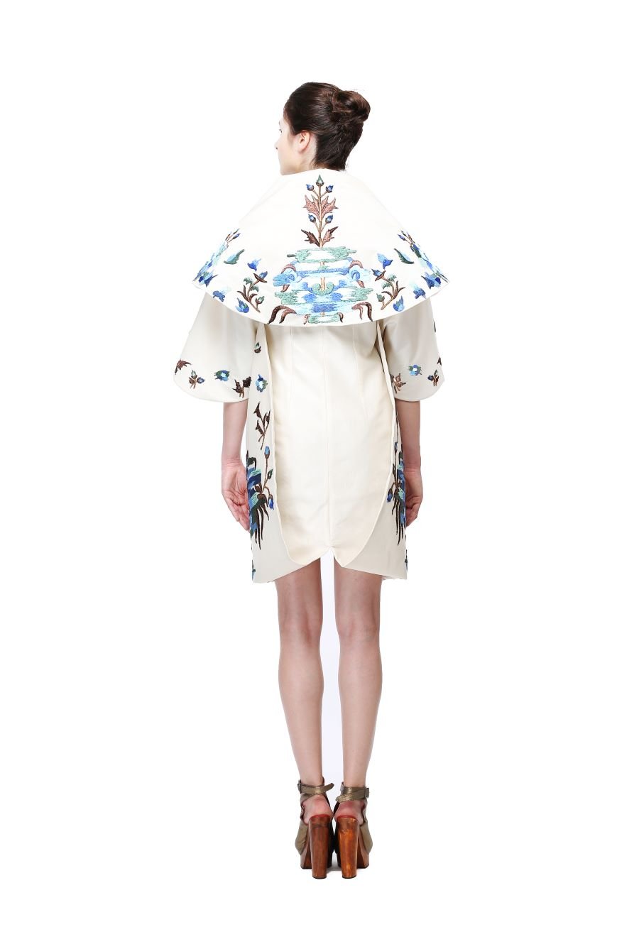 Layered Sleeves Embroidered Dress - samantchauhan