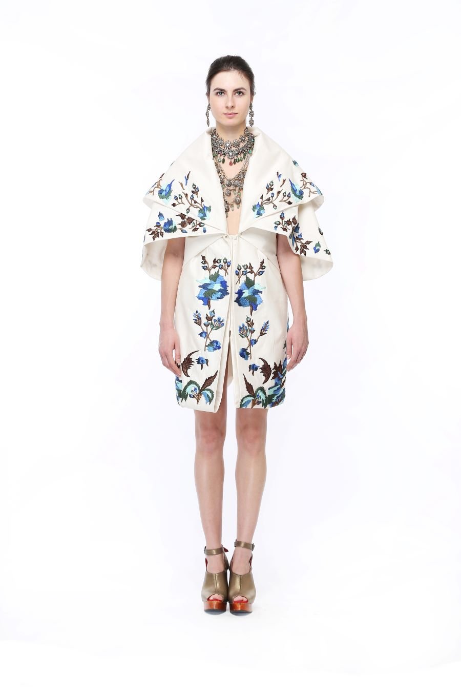 Layered Sleeves Embroidered Dress - samantchauhan
