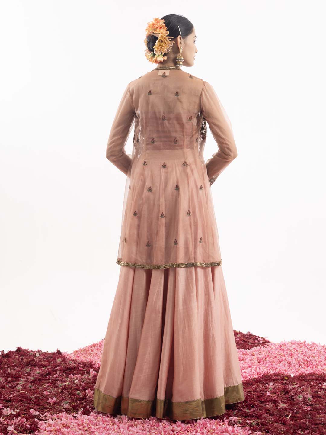 Long skirt paired with a beautifully embroidered organza jacket. - samantchauhan Apparel &amp; Accessories