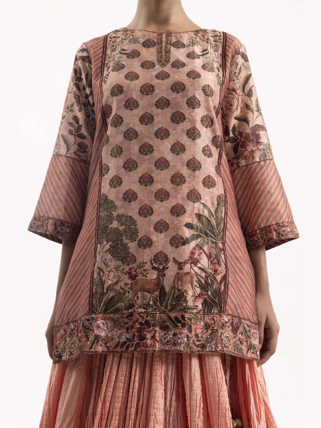 Long skirt paired with a digitally printed short kurta. - samantchauhan Apparel & Accessories