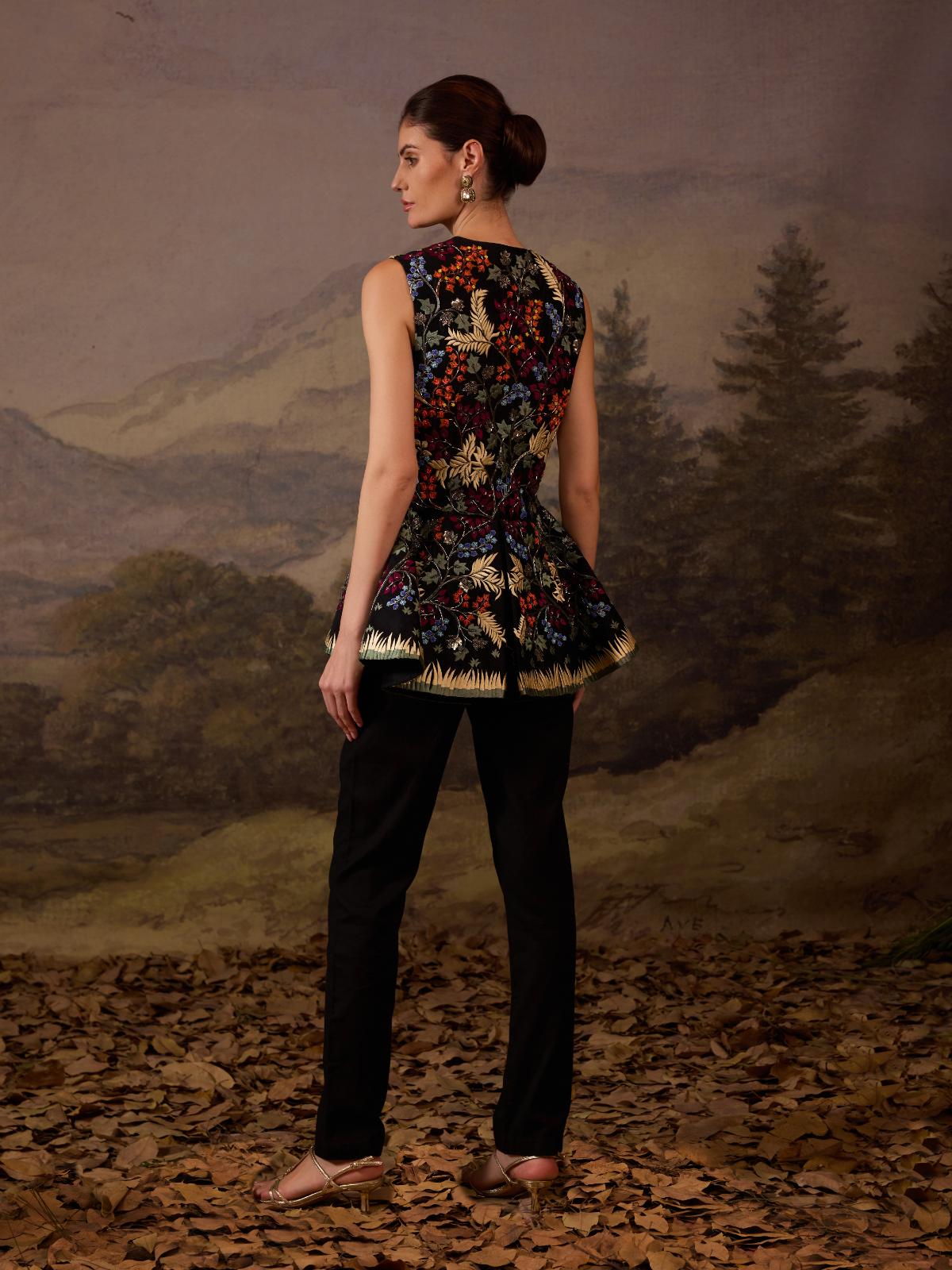 Make a statement with this exquisite black sleeveless peplum jacket - samantchauhan Apparel & Accessories