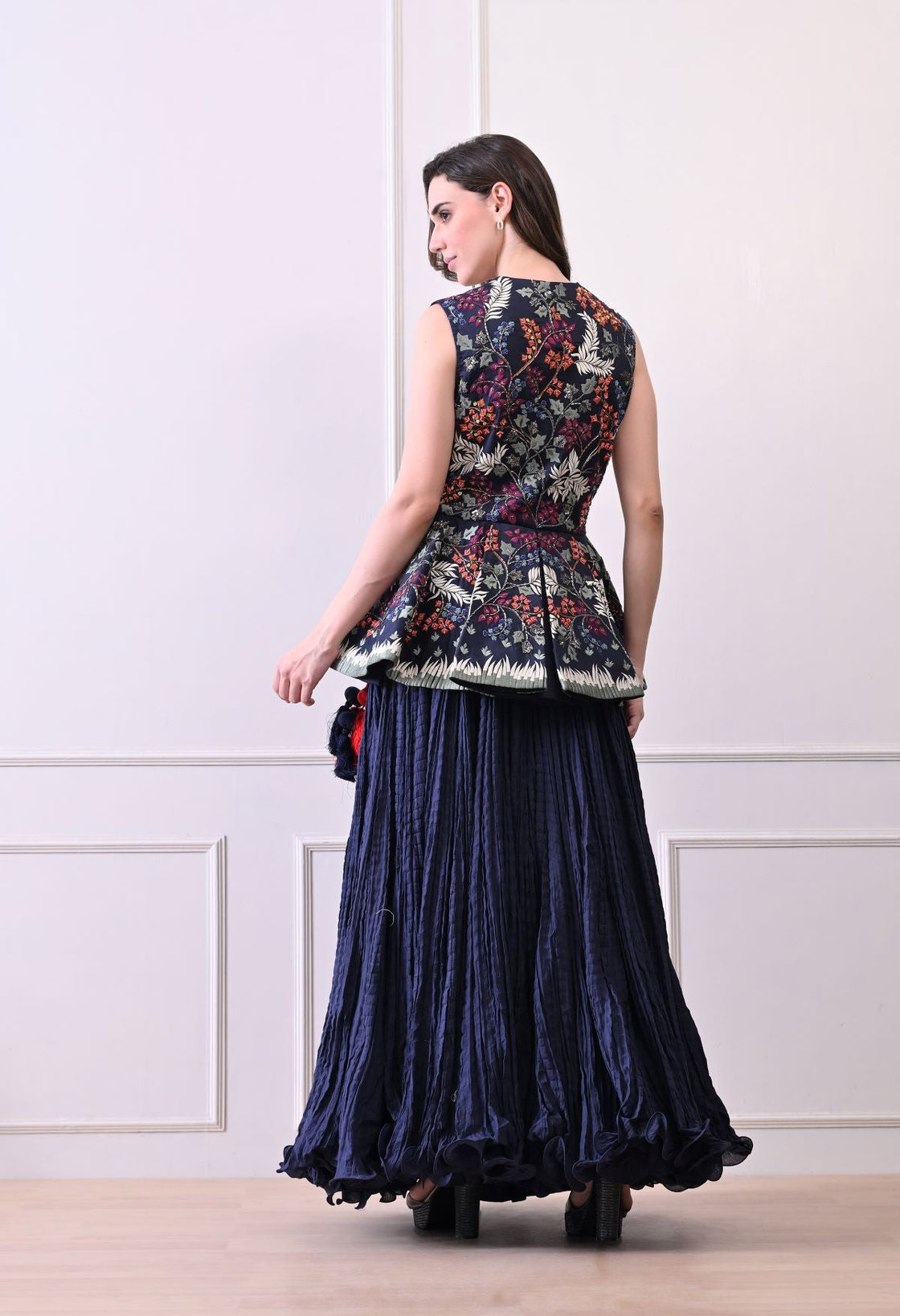Make a statement with this exquisite blue sleeveless peplum jacket - samantchauhan Apparel & Accessories