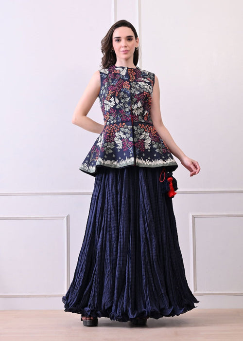 Make a statement with this exquisite blue sleeveless peplum jacket - samantchauhan Apparel & Accessories
