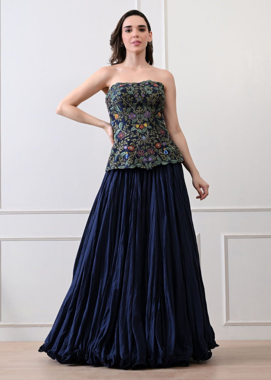 Merlot bloom blue corset Set - samantchauhan Apparel & Accessories
