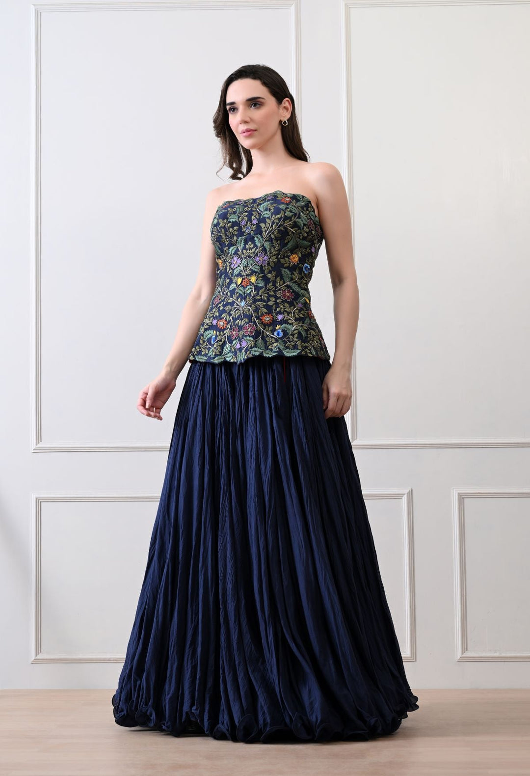 Merlot bloom blue corset Set - samantchauhan Apparel &amp; Accessories