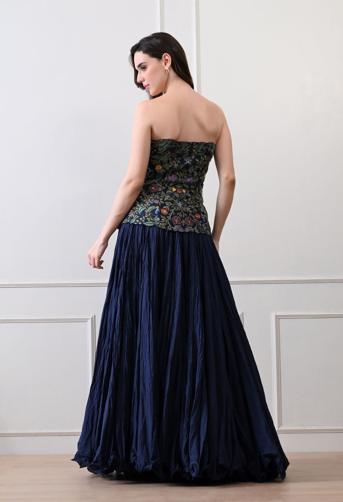 Merlot bloom blue corset Set - samantchauhan Apparel & Accessories