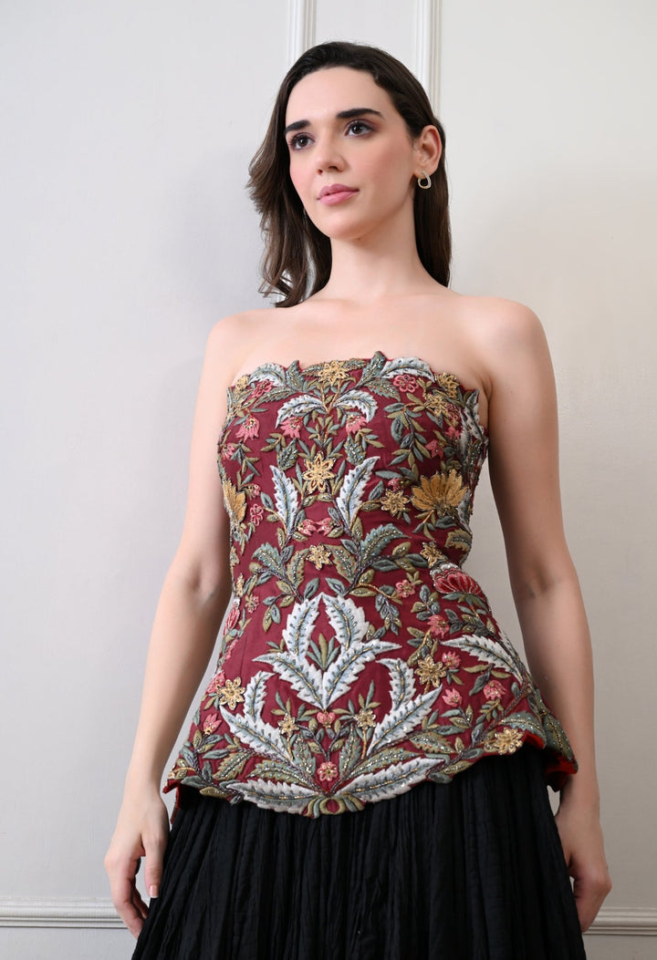 Merlot Bloom Corset Set - samantchauhan Apparel &amp; Accessories