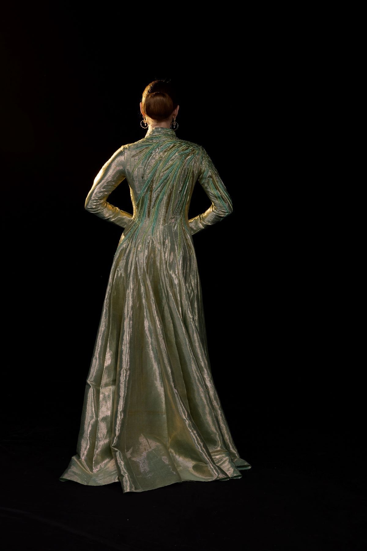 Metallic Olive Structured Gown - samantchauhan Apparel & Accessories