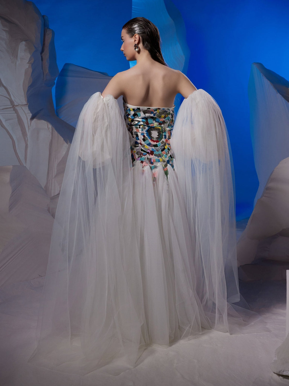 Off - shoulder gown with embroidery at the yoke - samantchauhan Apparel & Accessories