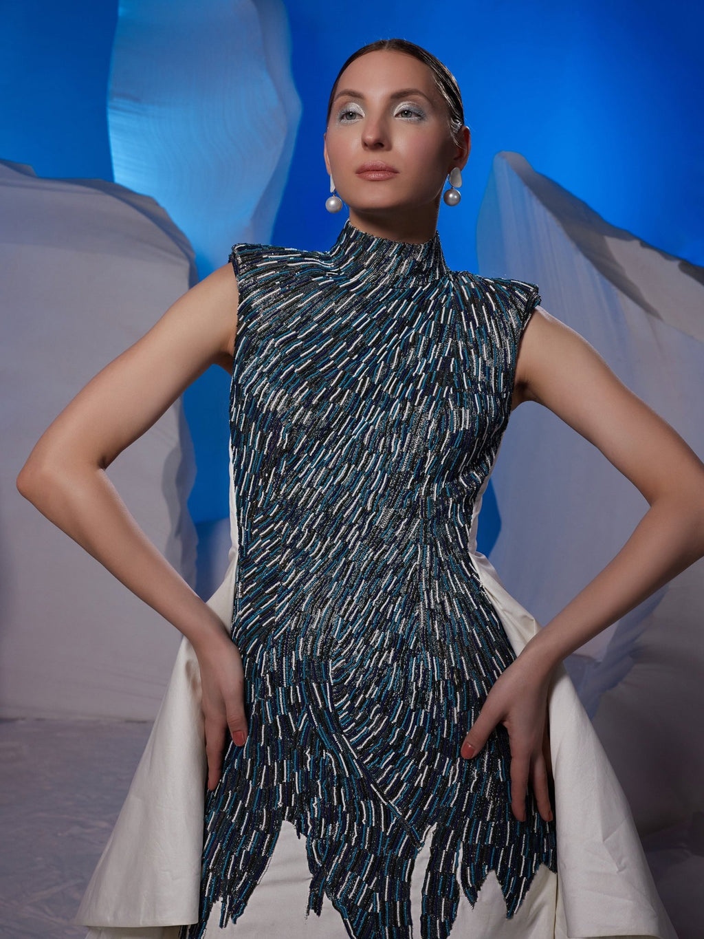 One piece floor length dress with added flounce at side - samantchauhan Apparel & Accessories