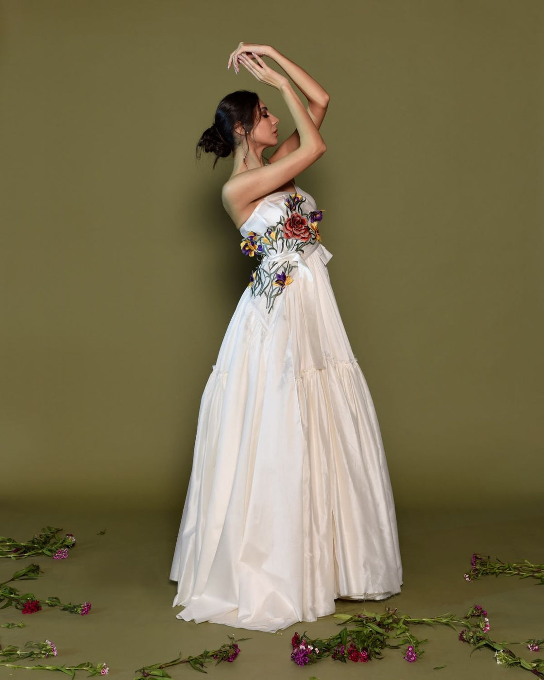 One - shoulder neckline with delicate spaghetti straps gown - samantchauhan Apparel & Accessories
