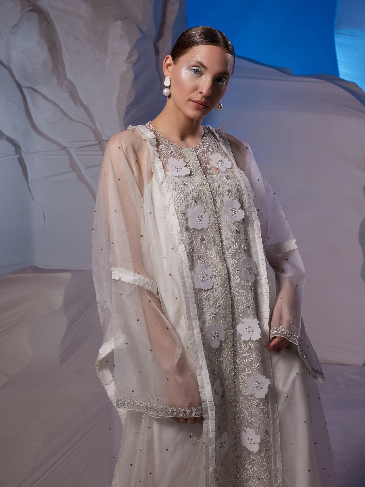 Organza front open kaftan - samantchauhan Apparel & Accessories
