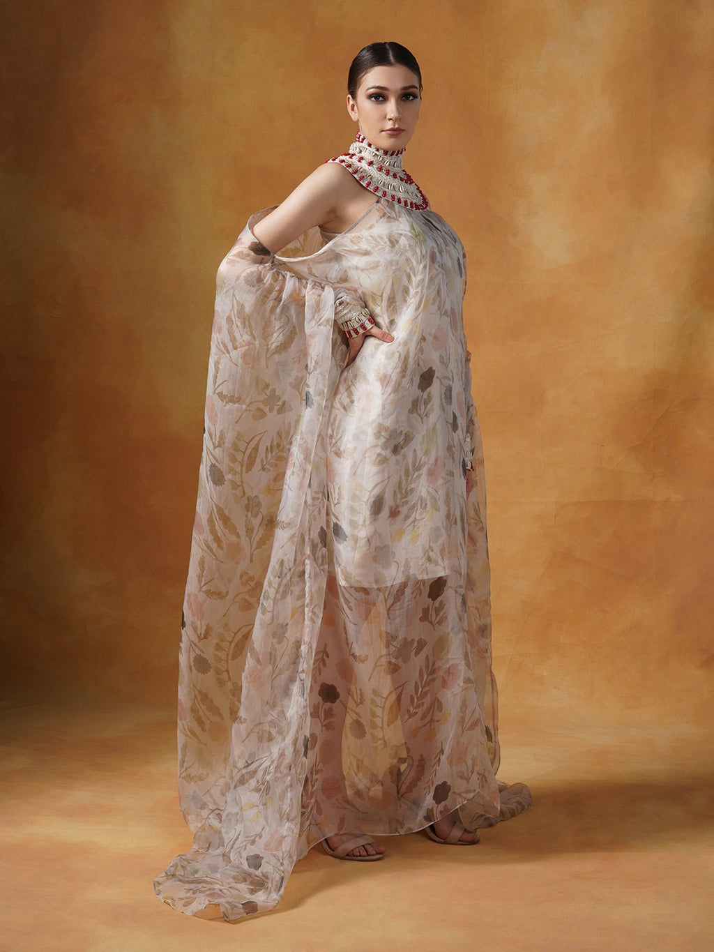 Organza printed & embroidered kaftaan - samantchauhan Apparel & Accessories