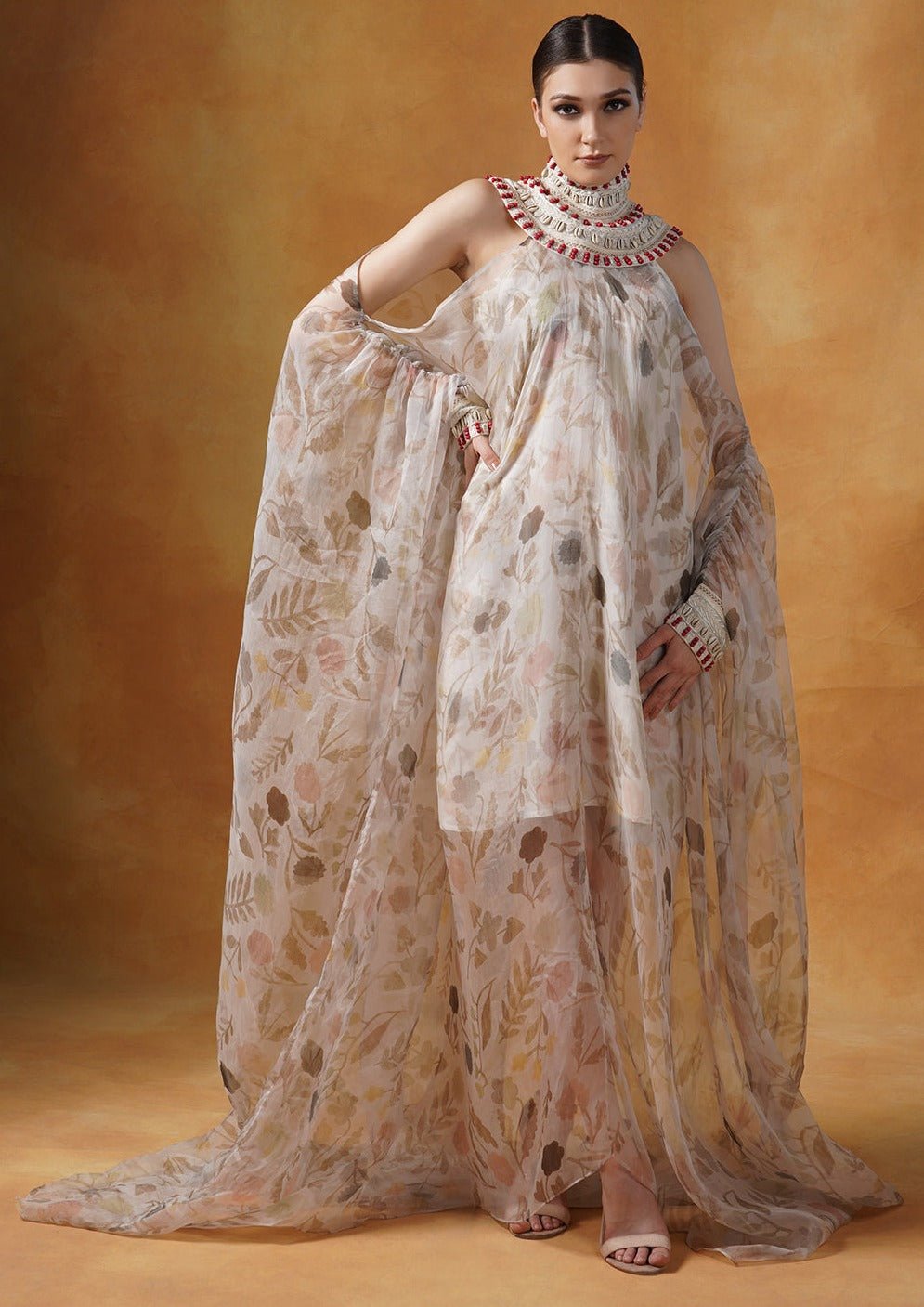 Organza printed & embroidered kaftaan - samantchauhan Apparel & Accessories