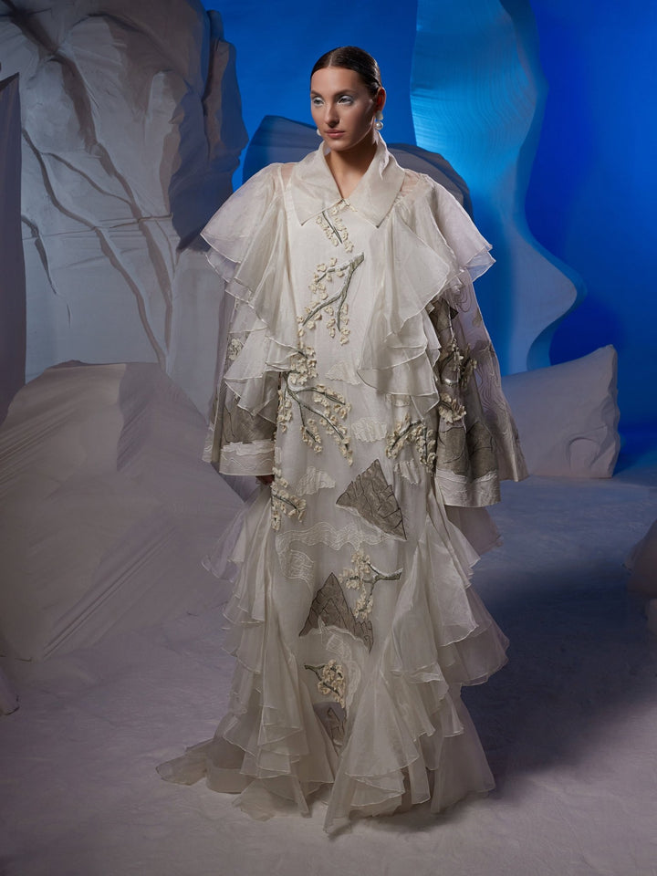 Organza silk kurta adorned with fabric frill - samantchauhan Apparel &amp; Accessories
