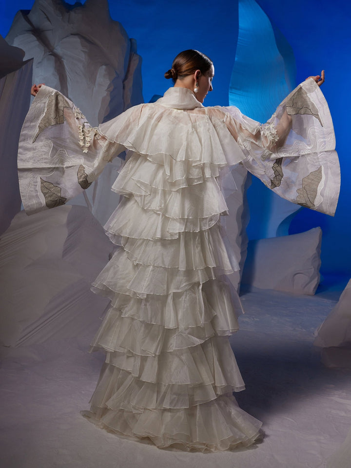 Organza silk kurta adorned with fabric frill - samantchauhan Apparel &amp; Accessories