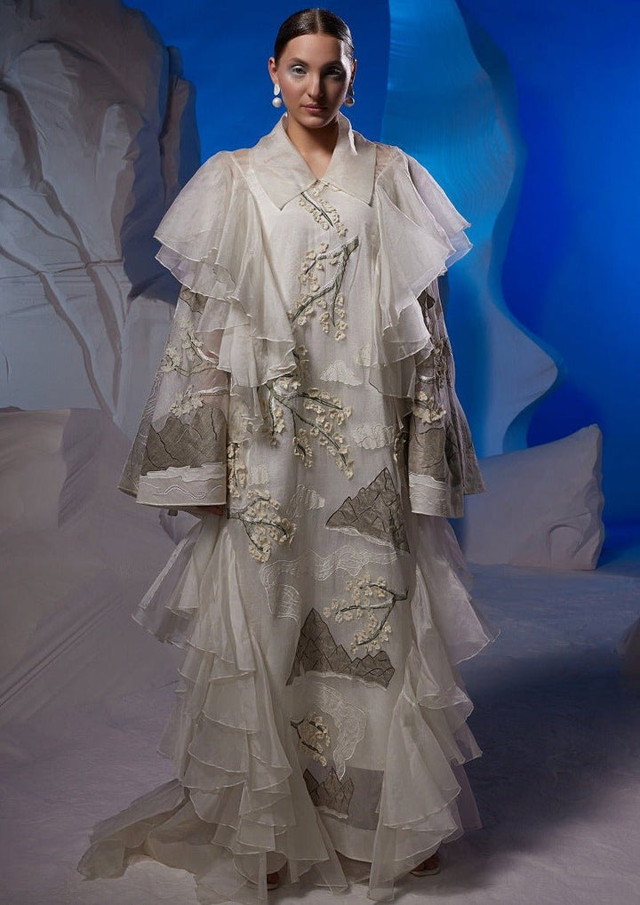 Organza silk kurta adorned with fabric frill - samantchauhan Apparel &amp; Accessories