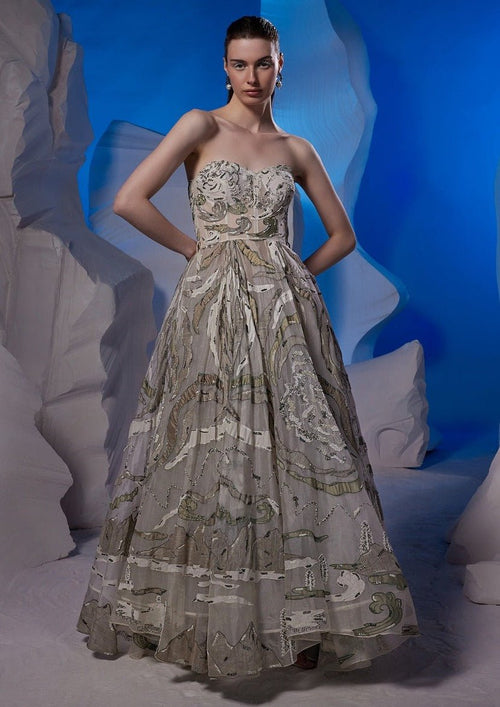 Organza silk off - shoulder gown - samantchauhan Apparel & Accessories