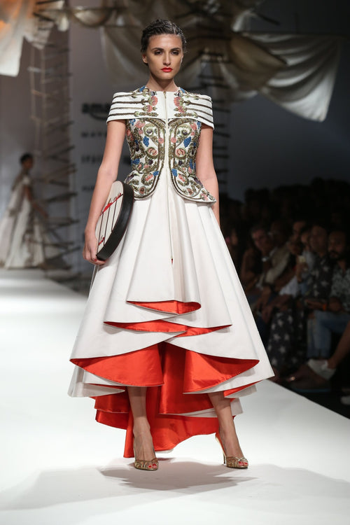 Overlap Embroidered Jacket Gown - samantchauhan