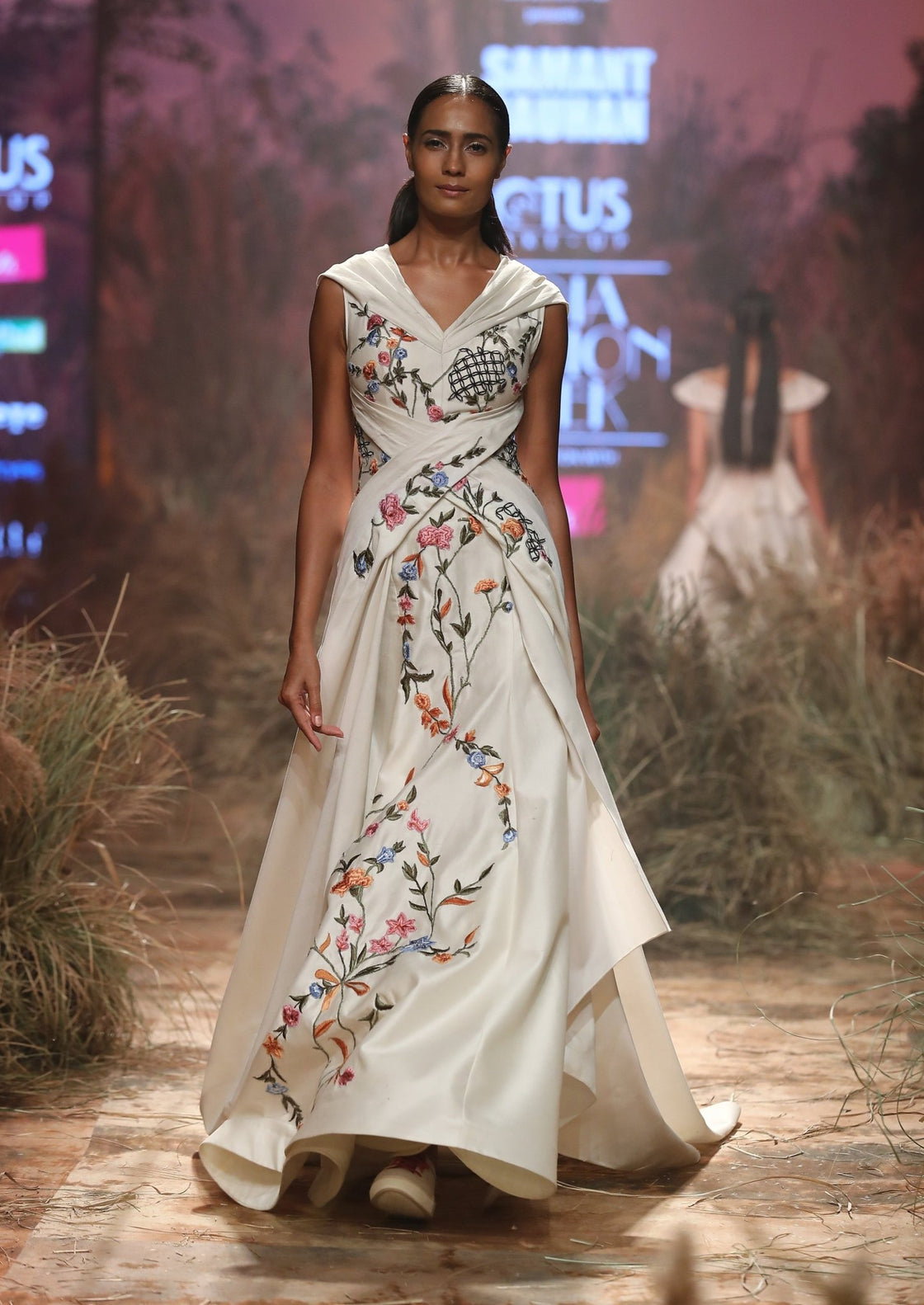 Pleated Embroidered Gown - samantchauhan
