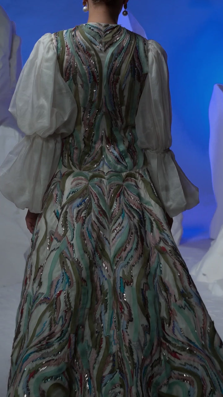 Ivory Embroidered Statement Gown