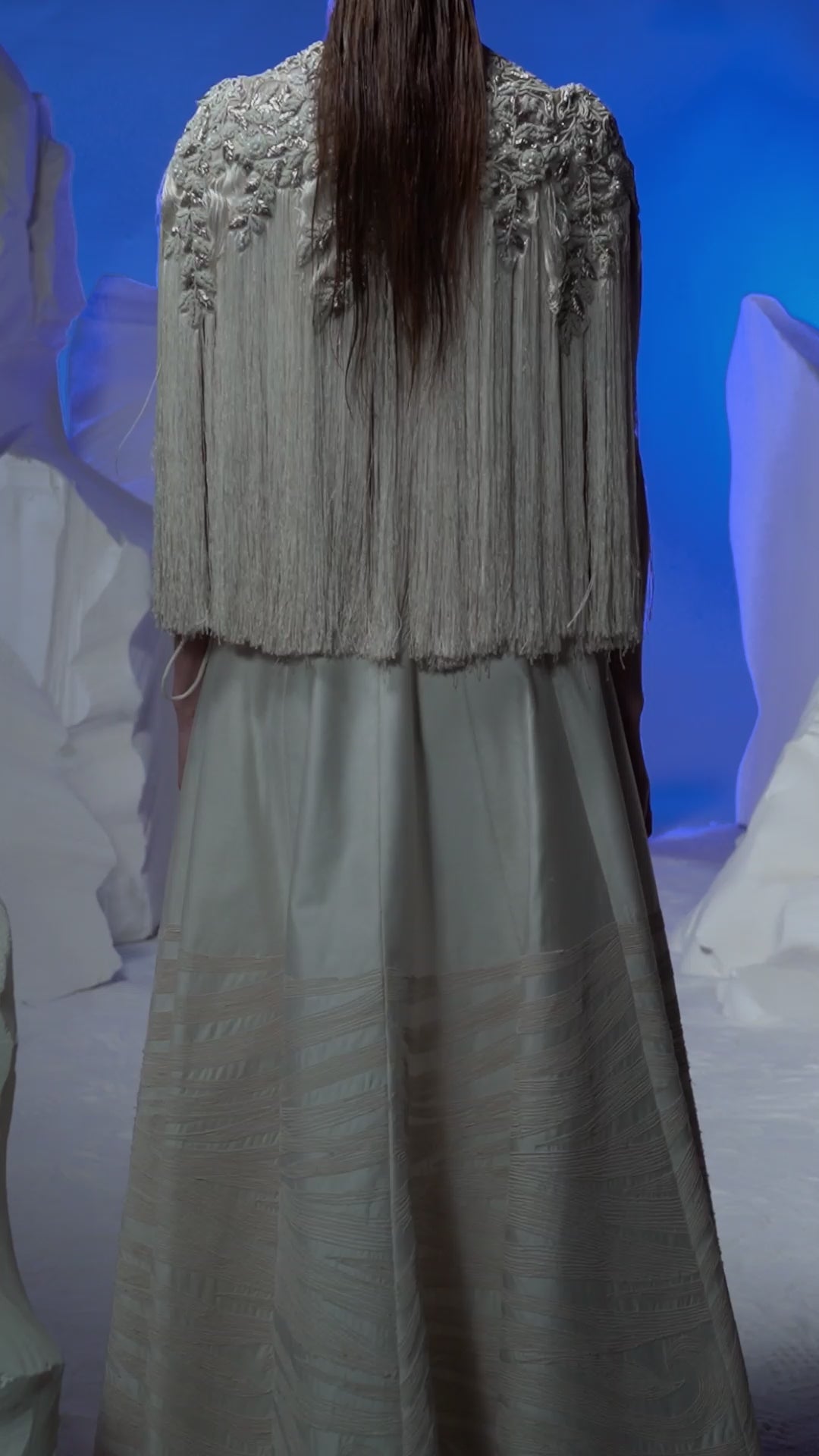 Ivory Structured Cape, Top And Skirt Co-Ord Set