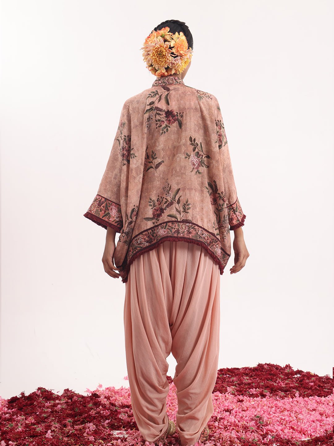 Printed kaftan paired with a draped dhoti. - samantchauhan Apparel & Accessories