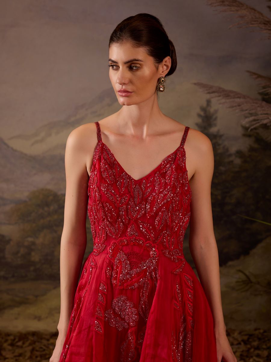 Radiate elegance in this crimson red gown - samantchauhan Apparel & Accessories