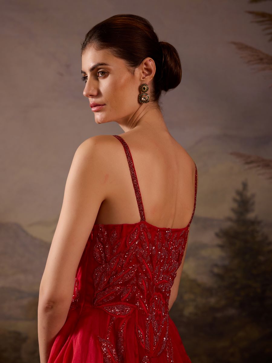 Radiate elegance in this crimson red gown - samantchauhan Apparel & Accessories