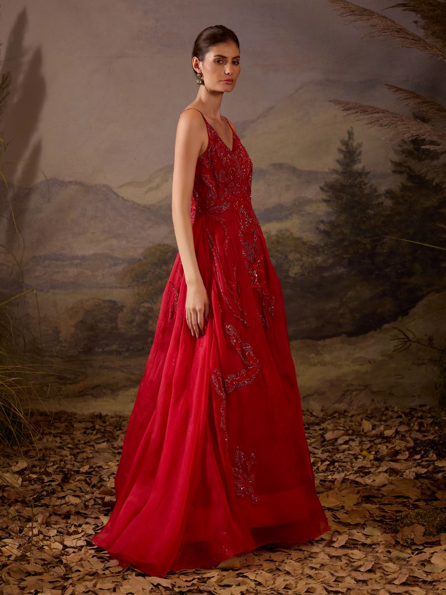 Radiate elegance in this crimson red gown - samantchauhan Apparel & Accessories