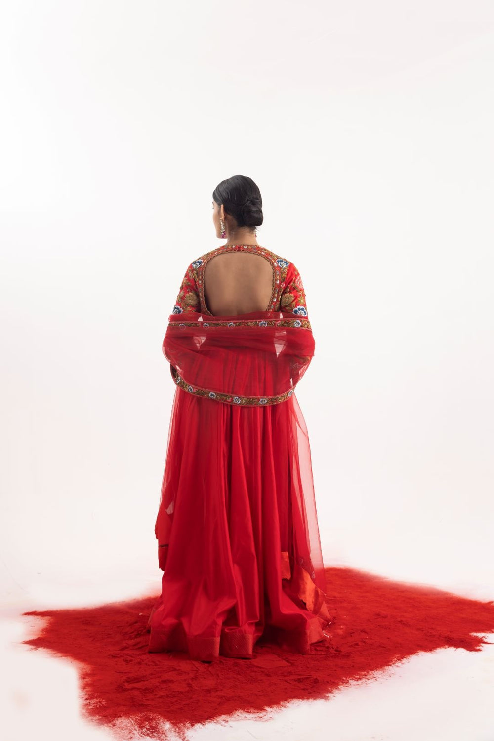 Red anarkali aptivating 2 - piece ensemble - samantchauhan Apparel & Accessories