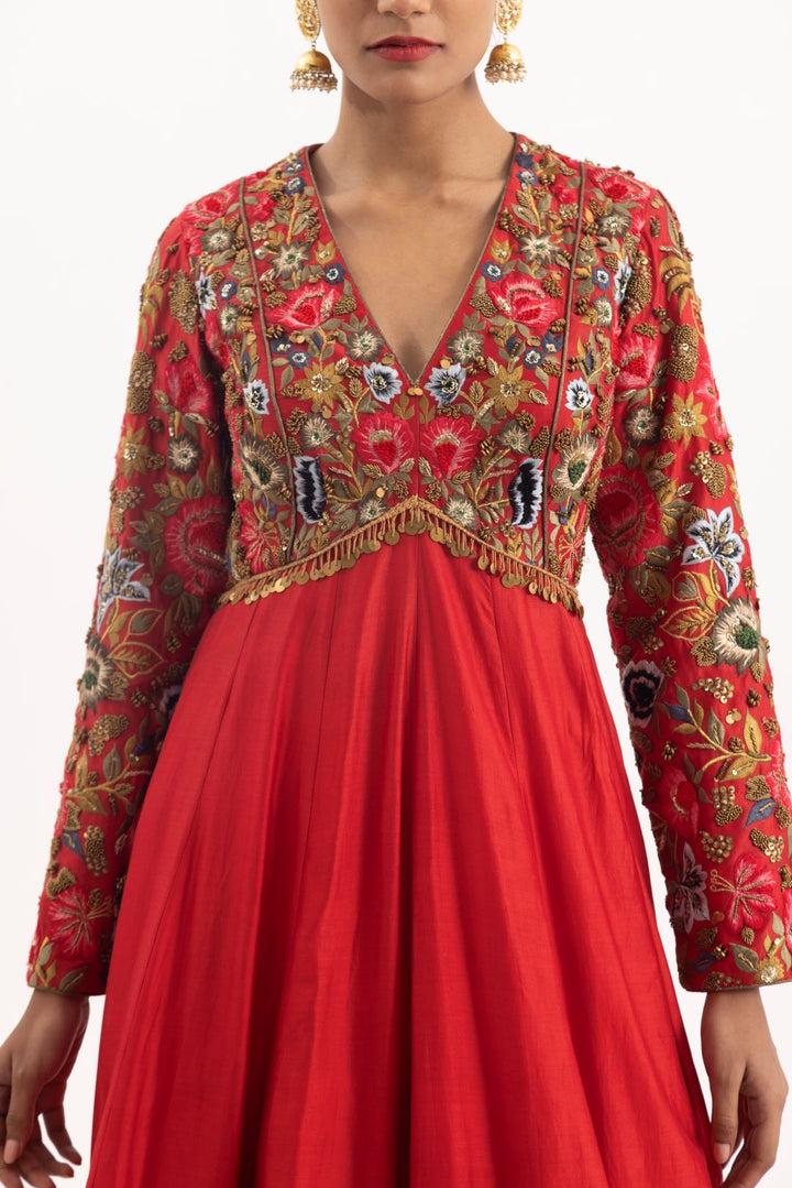 Red anarkali stunning one - piece ensemble - samantchauhan Apparel &amp; Accessories