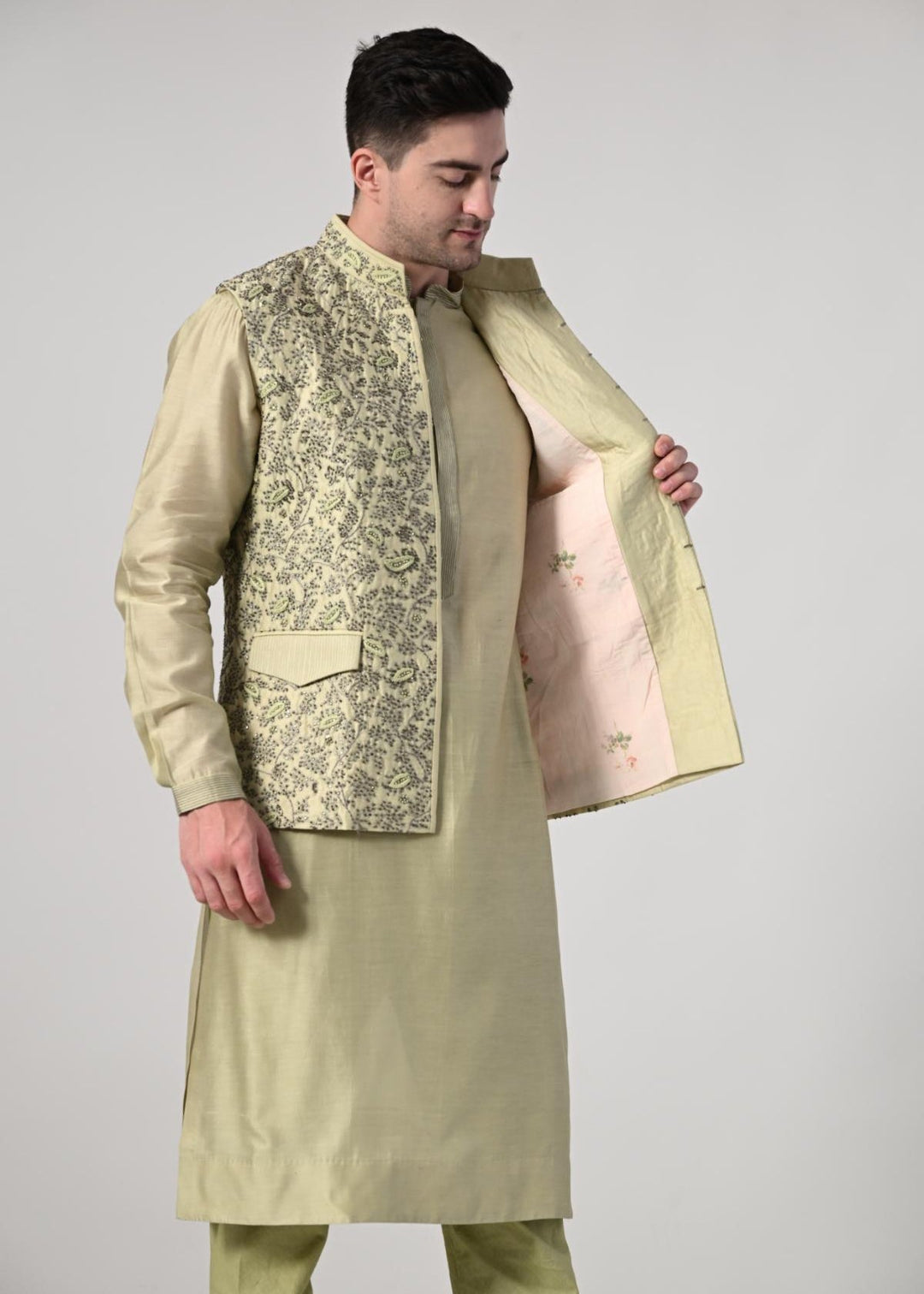 refined tradition with this pastel green kurta churidar set - samantchauhan Apparel &amp; Accessories