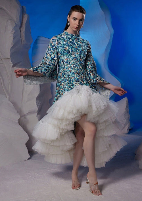 Short dress with a high - low hem - samantchauhan Apparel & Accessories