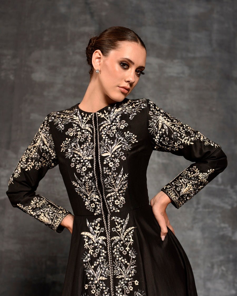 Silk thread worked Gown style Jacket - samantchauhan