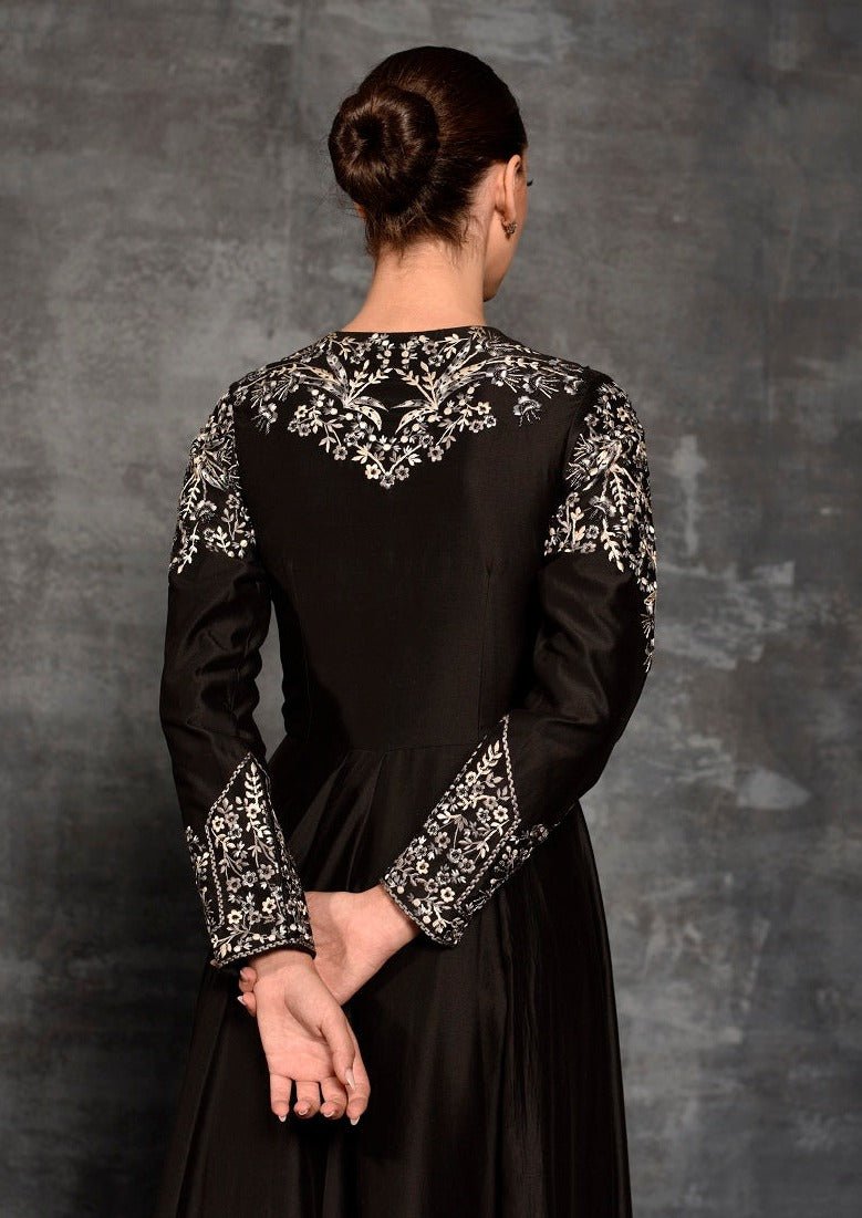 Silk thread worked Gown style Jacket - samantchauhan