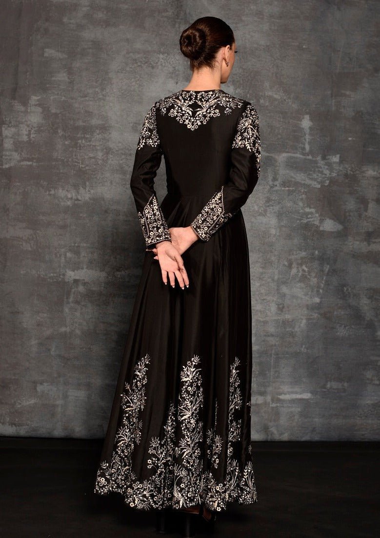 Silk thread worked Gown style Jacket - samantchauhan