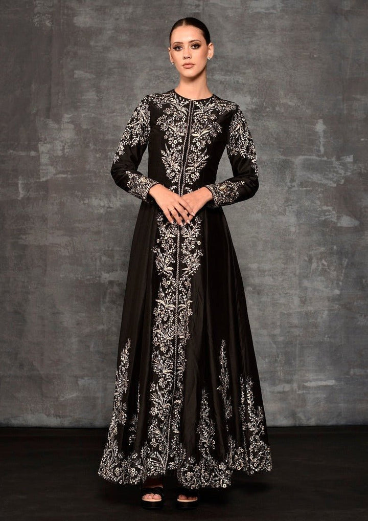 Silk thread worked Gown style Jacket - samantchauhan