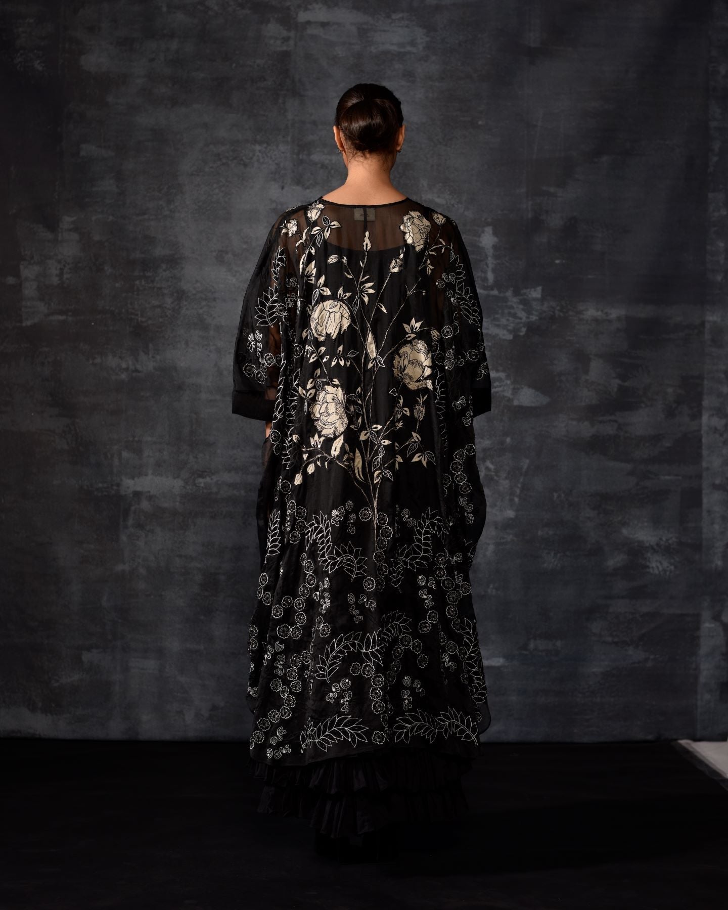 The 'Moonlit Bloom' Embroidered Kaftan Set - samantchauhan Apparel & Accessories