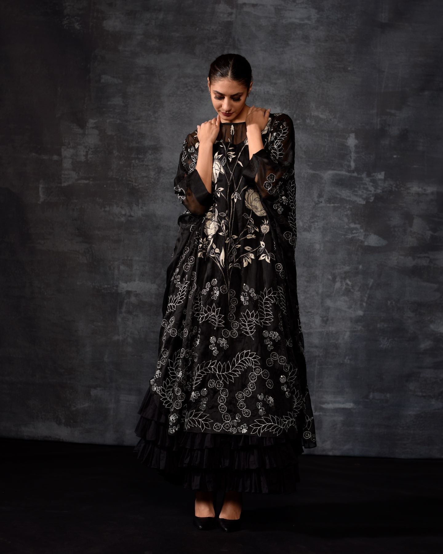 The 'Moonlit Bloom' Embroidered Kaftan Set - samantchauhan Apparel & Accessories
